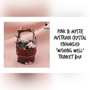 Enamel & crystal 'wishing well' trinket box, NIB